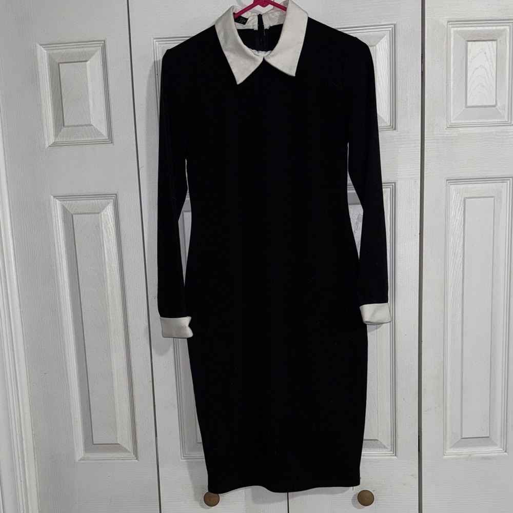 Long sleeve, cuff and collar black dress medium